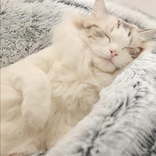 DariusXM Kış 2 İn 1 Kedi Yatak Yuvarlak Sıcak Pet Yatak Ev Uzun Peluş köpek yatağı Sıcak uyku tulumu kanepe yastığı Yuva Küçük