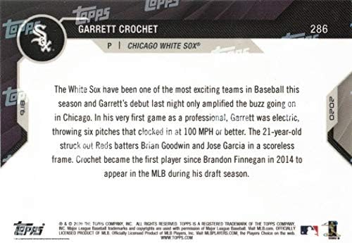 2020 Topps Now Beyzbol 286 Garrett Tığ İşi Çaylak Öncesi Kart White Sox-Mlb'de 101 mil / saat Hıza Ulaştı-Sadece 1,753 yapıldı!
