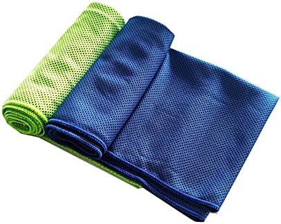 SWQ 2 Packs Spor Soğutma Havlu için Boyun (40x12 inç), Boyun Soğutma Sarar, Spor Havlu için Golf, Yoga( 100x30 cm), Yeşil, lacivert
