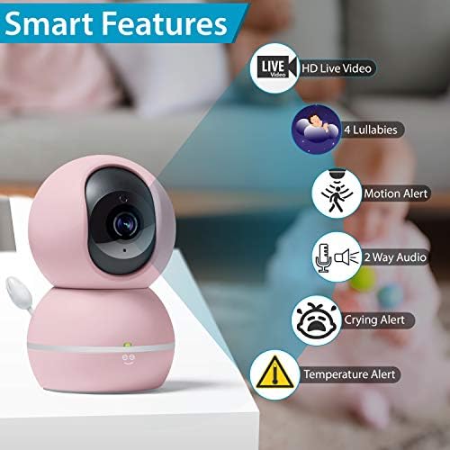 Geenı Akıllı Ev Pet ve Bebek monitörü ile Kamera, 1080 p Kablosuz WiFi Kamera ile Hareket ve Ses Uyarısı (Pastel Pembe)