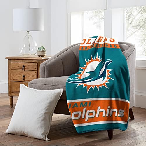 Kuzeybatı NFL Polyester Raşel Atmak Battaniye 50X60 İnç, Miami Dolphins