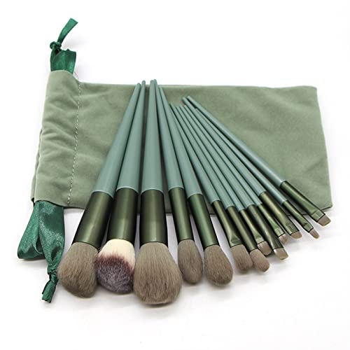 Moda Çanta İle 13 adet Matcha Yeşil Makyaj Fırçalar Set Karıştırma Toz Göz Yüz Fırça Makyaj Aracı Kiti (Kolu Renk: çanta ile