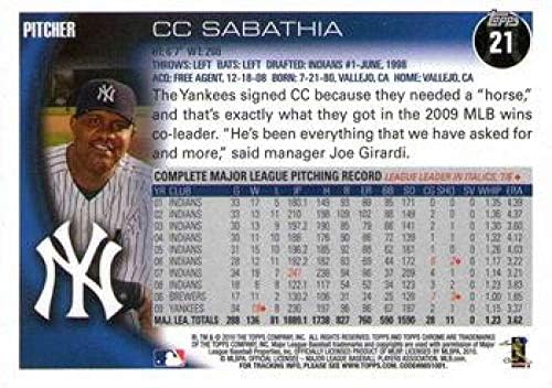 2010 Topps Krom 21 CC Sabathia New York Yankees MLB Beyzbol Kartı NM-MT