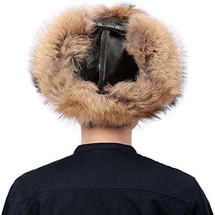 YXCFEWDTrapper Şapka Kış Rus Şapka Erkek Kadın Kürk Şapka ile 100 % Tavşan Kürk Aviator Kış Kulaklığı Şapka Rüzgar Geçirmez