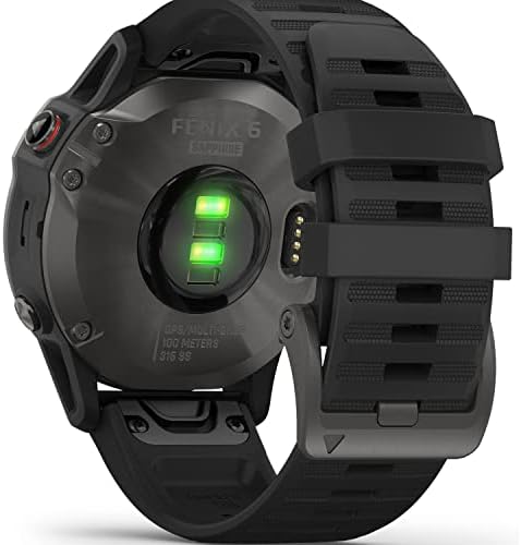 Garmin Fenix 6 Multispor GPS Smartwatch (47mm, Safir, Karbon Gri DLC/Siyah Bant) ile Şarj Standı ve Mikrofiber Bez