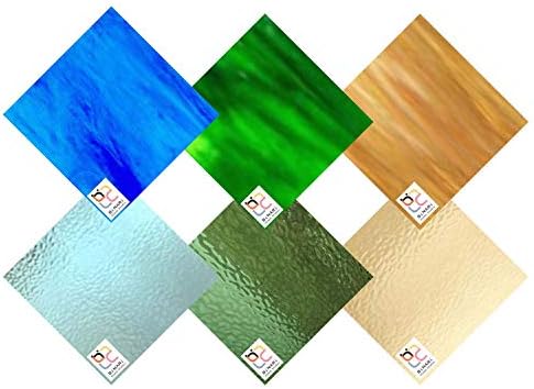 Wissmach 6 Sayfalık Karışık Renk Çeşitliliği Vitray Paketi, Mavi/Yeşil/Sarı, (8X10) BiNARi Glass Studio tarafından