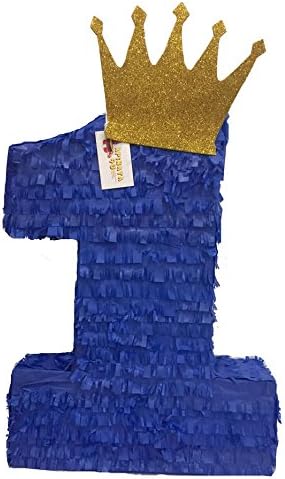APİNATA4U Kraliyet Mavi ve Altın Taç Bir Numaralı Pinata