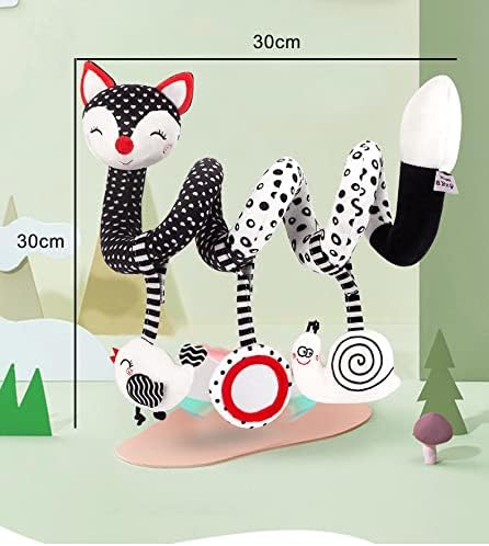 KaFmDa Siyah ve Beyaz Tilki Spiral Oyuncaklar Squeaker ve Çıngırak ile, etkinlik Beşik Oyuncaklar, peluş Pram Oyuncak Arabası