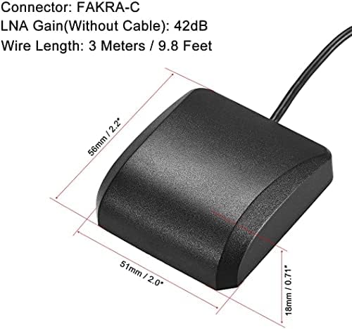 KFıdFran GPS Aktif Anten Beidou FAKRA-C Fişi ile Uyumlu 90 Derece 42dB Anten Bağlantı Kablosu Manyetik Montajlı 3 Metre Tel L
