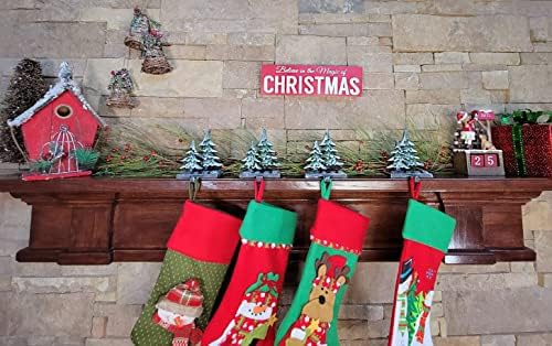 Lulu Dekor, Dökme Demir Dekoratif Noel Dört Ağacı Çorap Tutucular, Katı, Güzel, 4 Set Çorap Askıları (Çift Ağacı)