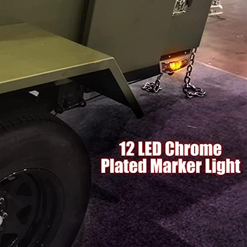 LiLoom 6 adet Amber Marker gümrükleme ışık krom zırhlı 12 LED dikdörtgen römork ışık için kamyon, römorklar, golf sepeti, seyahat