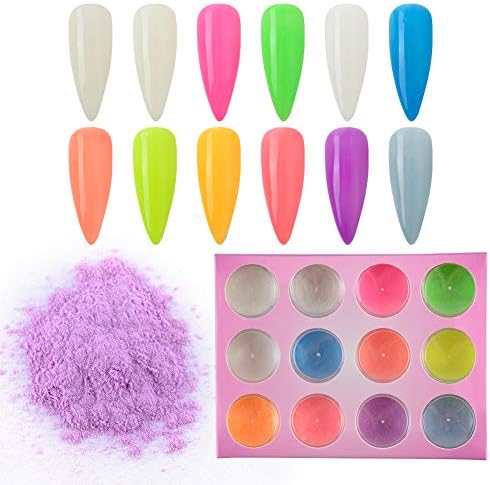 12 Renk Aydınlık Pigment Tozu Glow Karanlık Toz Gece Floresan Pigment Toz DIY Akrilik Tırnak Glitter Tozlar Nail Art İpuçları