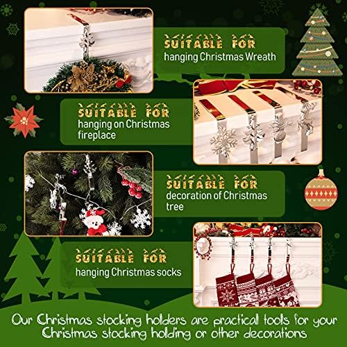 Hotop Mantel için 4 Parça Noel Stocking Askıları Noel Stocking Tutucular 4 Stilleri Şömine Stocking Sapları Noel Stocking Mantel
