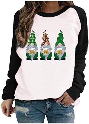 Shan-S Bayan Raglan Uzun Kollu T Gömlek Shamrock İskandinav Gnome Grafik Ekleme Tees Gömlek Tops Aziz patrick Günü