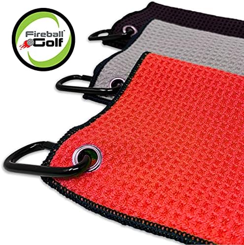 Fireball Golf Havlu Hediye ve Aksesuar Seti (birçok renk) - 3 golf havlusu, golf divot aleti, top işaretleyici ve golf temizleme