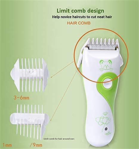 Çocuklar Bebek Saç Kesme Makineleri, USB Şarj Edilebilir Elektrikli Saç Kesimi Seramik Saç Günlük Bakım Kesme Seti (Beyaz ve