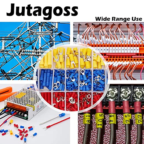 Jutagoss Sıkma Pin Terminali, VE10-12 Yalıtımlı Tel Yüksük Konnektörler için AWG7 / 10mm2 Kırmızı Tel Bağlayıcı 250 Adet