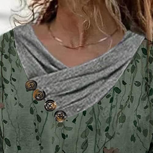 Kadın Vintage Hafif Tişörtü Kravat-boya Baskılı Nakış Yaka Bluzlar Casual Uzun Kollu Kazak Tops