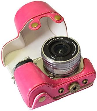 Yunchenghe Yumuşak Deri Kamera Çantası ve Sapanlar, Tam Kapsama Tam Korumalı Kamera, Sony Alpha A6000 için, A6300-Gül Kırmızı