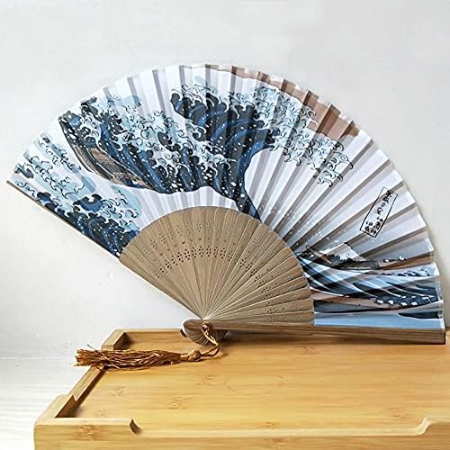 Katlanır Fan Katlanır Fanlar Vintage Bambu Katlanır Fan Ipek El Fuji dağı Kanagawa Dalgalar Japon Katlanır Fan Cep Hediyeler
