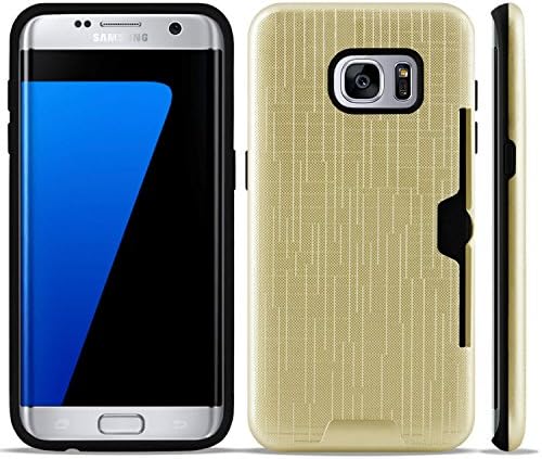 Samsung Galaxy S7 için Altın Sert Kapak / 2 Parça Hibrid / Kart ile Fırçalanmış