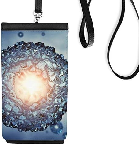 Mavi Bilim Hücreleri Microcosc Desen Telefon Cüzdan çanta Asılı Cep Kılıfı Siyah Cep
