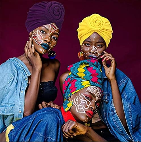 YBSHIN Boho Afrika Türban Düğüm Ön-Tied Bonnet Beanie Cap Çiçek Baskılı Headwraps Şapkalar Kadınlar ve Kızlar için