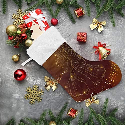 YUEND Büyük Merry Christmas Güzel Melek Kız Parlayan Noel Stocking Kitleri Klasik Kişiselleştirilmiş Beyaz Peluş Trim ile 1 Parça