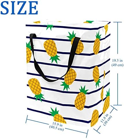 Deniz Stripes Üzerinde ananas Çamaşır Sepeti Katlanabilir Depolama bin için Kolları ile Sepet, Çocuk Odası, Oyuncak Depolama