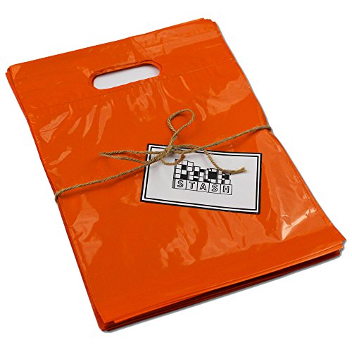 PackStash (250 Adet) 20 x 23 x 5 Turuncu Jumbo Perakende Mal Kolu Alışveriş Çantaları