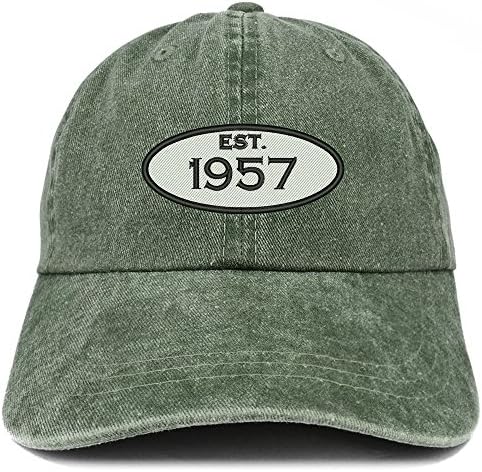 Trendy Giyim Mağazası Kuruldu 1957 İşlemeli 65. Doğum Günü Hediyesi Pigment Boyalı Yıkanmış Pamuklu Kap
