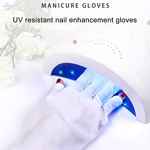 BıgBıgHundred UV koruma eldiven manikür jel Anti UV eldiven UV LED lamba tırnak kurutucu ışık radyasyon koruma manikür aracı-beyaz