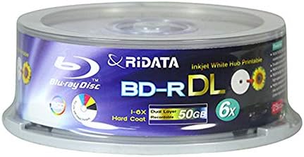 50 Paket Ridata Blu-ray BD-R DL Çift Katmanlı 6X50 GB Beyaz Mürekkep Püskürtmeli Hub Yazdırılabilir Kaydedilebilir Boş Medya