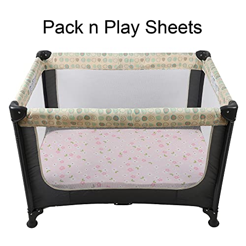 Paketi n Play Playard Gömme Levhalar 2 Paket Seti Bebek Kız Yumuşak Sıkı Jersey Örgü Taşınabilir Mini Beşik Yatak Örtüsü, pembe