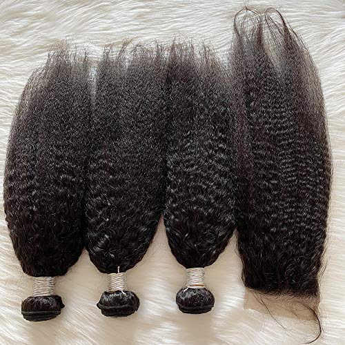 Malezya insan saçı örgüsü Sapıkça Düz Demetleri Ile Dantel Kapatma İnsan Saç 3 Demetleri Ile Kapatma 4x4 Dantel Cepheler Sapıkça