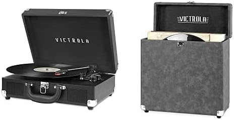 Victrola Vintage Vinil Plak Saklama ve Taşıma Çantası, Tüm Standart Kayıtlara uyar - 33 1/3, 45 ve 78 RPM, 30 Albüm Tutar, Değerli
