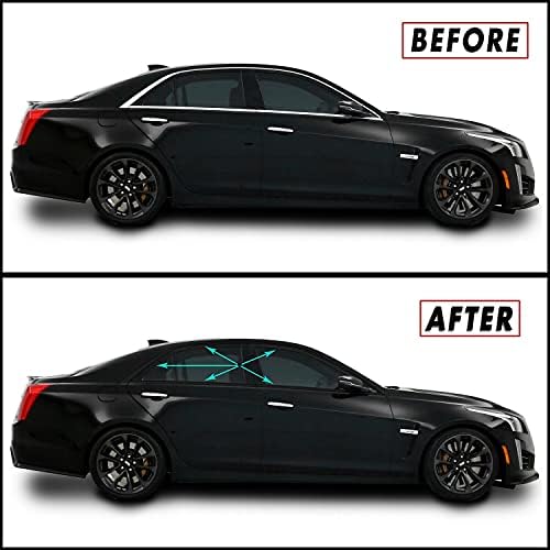 SlickMod, Krom Silme Blackout Vinil Yerleşimi için 2014-2019 Cadillac CTS Sedan Pencere Döşeme (Parlak Siyah)