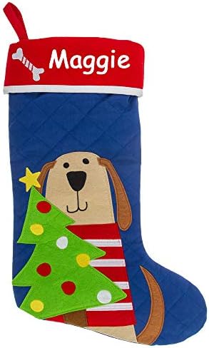 Stephen Joseph Kişiselleştirilmiş Yavru Köpek ile Noel Ağacı Kapitone Noel Stocking Dekorasyon ile Özel Adı