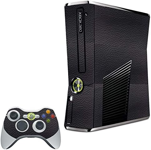 LidStyles Vinil Koruma Cilt Kiti Çıkartma Microsoft Xbox 360 Slim ile Uyumlu (Siyah Deri)