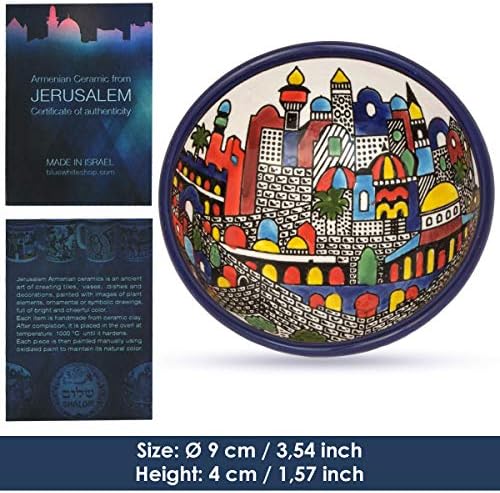 Ermeni Seramik Dekoratif Kase Kudüs Eski Şehir (3.54 inç)